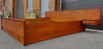 REFINISHED Mid Century Modern Teak Bed King w Floating Nightstands 3