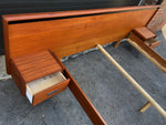 REFINISHED Queen Mid Century Modern Teak Bed w floating nightstands 10