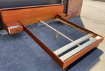 REFINISHED Queen Mid Century Modern Teak Bed w floating nightstands 7