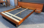 REFINISHED Queen Mid Century Modern Teak Bed w floating nightstands 9
