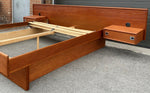 REFINISHED Mid Century Modern teak queen bed w floating nightstands & 2 dressers 9