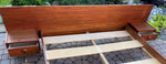 REFINISHED Queen Mid Century Modern Teak Bed w floating nightstands 6