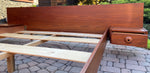REFINISHED Queen Mid Century Modern Teak Bed w floating nightstands 8