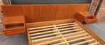 REFINISHED Mid Century Modern Teak Queen Bed w Floating Nightstands 9