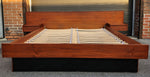 REFINISHED Mid Century Modern Teak Queen Bed w Floating Nightstands 2