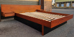 REFINISHED Mid Century Modern Teak Queen Bed w Floating Nightstands 6
