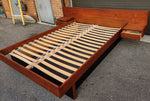 REFINISHED Mid Century Modern Teak Queen Bed w Floating Nightstands 8