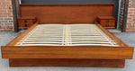 REFINISHED MCM Teak Platform Bed w floating nightstands Queen 2
