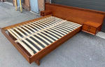 REFINISHED MCM Teak Platform Bed w floating nightstands Queen 3