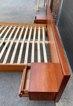 REFINISHED MCM Teak Platform Bed w floating nightstands Queen 5