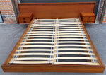 REFINISHED MCM Teak Platform Bed w floating nightstands Queen 6