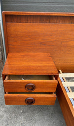 REFINISHED MCM Teak Platform Bed w floating nightstands Queen 7