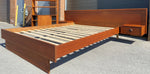 REFINISHED Mid Century Modern Teak Queen Bed w Floating Nightstands 2