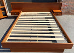 REFINISHED Mid Century Modern Teak Queen Bed w Floating Nightstands 4