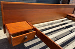 REFINISHED Mid Century Modern Teak Queen Bed w Floating Nightstands 6
