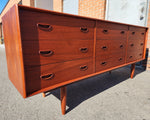 REFINISHED Danish Mid Century Modern Queen Teak Bed w Nightstands & Dresser 9 Drawers 10