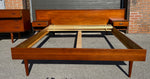 REFINISHED Danish Mid Century Modern Queen Teak Bed w Nightstands & Dresser 9 Drawers 2