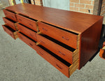 REFINISHED Danish Mid Century Modern Queen Teak Bed w Nightstands & Dresser 9 Drawers 4