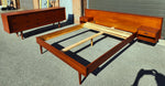 REFINISHED Danish Mid Century Modern Queen Teak Bed w Nightstands & Dresser 9 Drawers 6