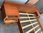 REFINISHED Mid Century Modern Teak Bed w floating nightstands Queen, PERFECT 11