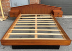 REFINISHED Mid Century Modern Teak Bed w floating nightstands Queen, PERFECT 1