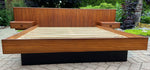 REFINISHED Mid Century Modern Rosewood Bed w floating nightstands Queen, PERFECT 2