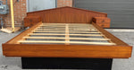 REFINISHED Mid Century Modern Teak Bed w floating nightstands Queen, PERFECT 2