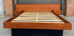 REFINISHED Mid Century Modern Teak Bed w floating nightstands Queen 2