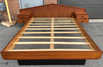 REFINISHED Mid Century Modern Teak Bed w floating nightstands Queen, PERFECT 3