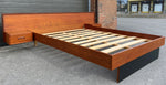 REFINISHED Mid Century Modern Teak Bed w floating nightstands Queen 3