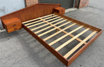 REFINISHED Mid Century Modern Teak Bed w floating nightstands Queen, PERFECT 6
