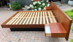 REFINISHED Mid Century Modern Rosewood Bed w floating nightstands Queen, PERFECT 7