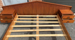 REFINISHED Mid Century Modern Teak Bed w floating nightstands Queen, PERFECT 8