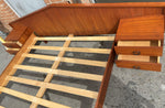 REFINISHED Mid Century Modern Teak Bed w floating nightstands Queen, PERFECT 9