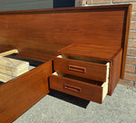 REFINISHED Mid Century Modern Teak Queen Bed w Nightstands 9
