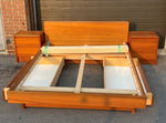 RESTORED MCM Teak Bed Queen with 2 Nightstands & 2 Storage Drawers 3
