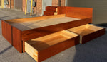 REFINISHED MCM Teak Bed Single XL w 2 Drawers & Nightstand. Matching Desk available 5