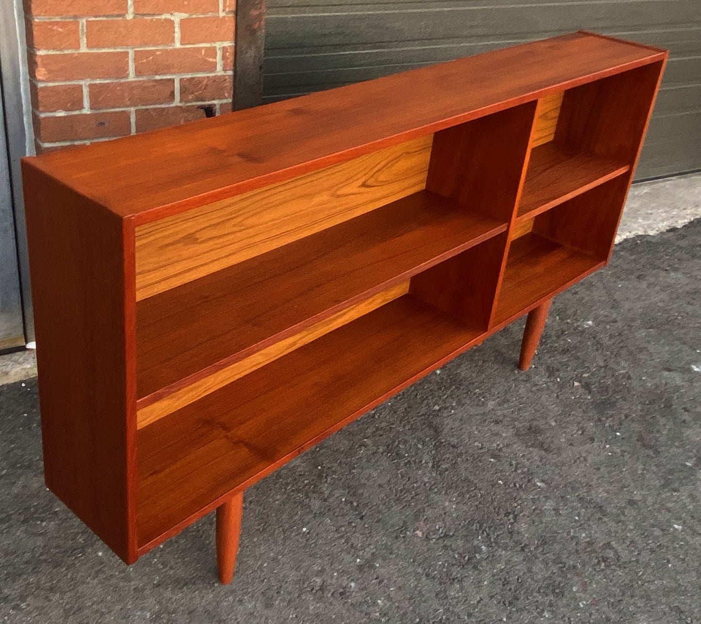 REFINISHED Mid Century Modern Teak Bookcase  65"