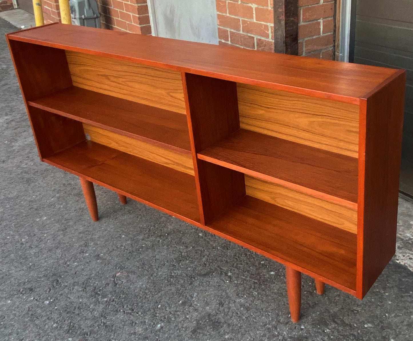 REFINISHED Mid Century Modern Teak Bookcase  65"