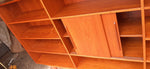 RESTORED MCM teak bookcase display w sliding doors 90