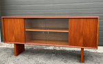 REFINISHED Mid Century Modern Teak Bookcase Display Media Console, 59.5