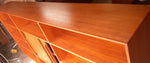 RESTORED MCM teak bookcase display w sliding doors 90