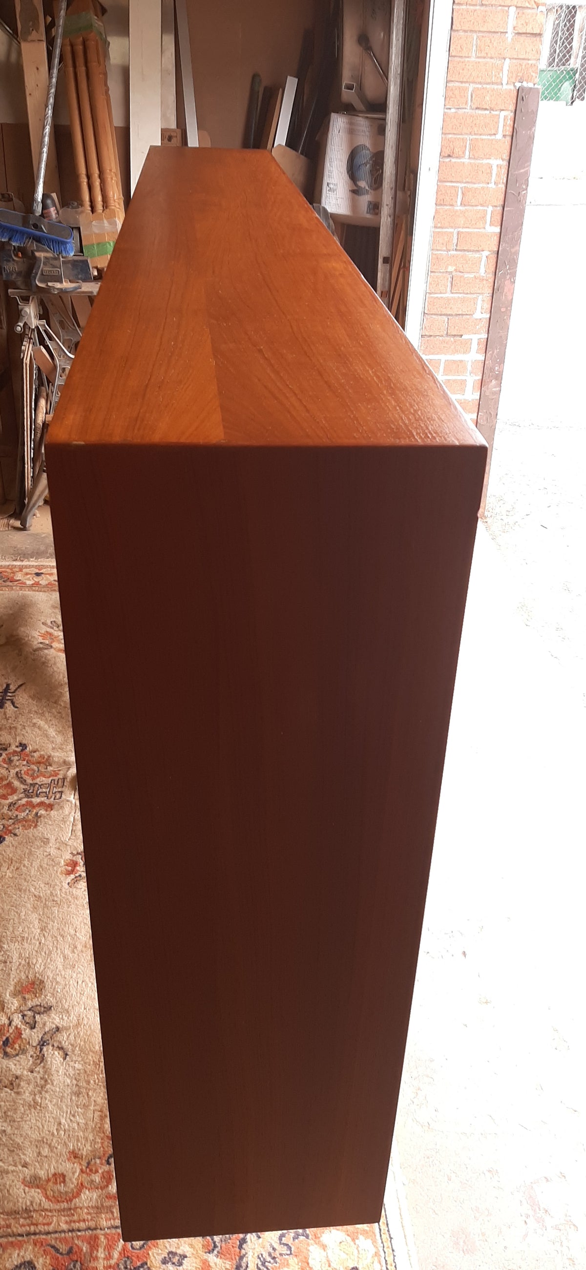 RESTORED MCM teak bookcase display w sliding doors 90