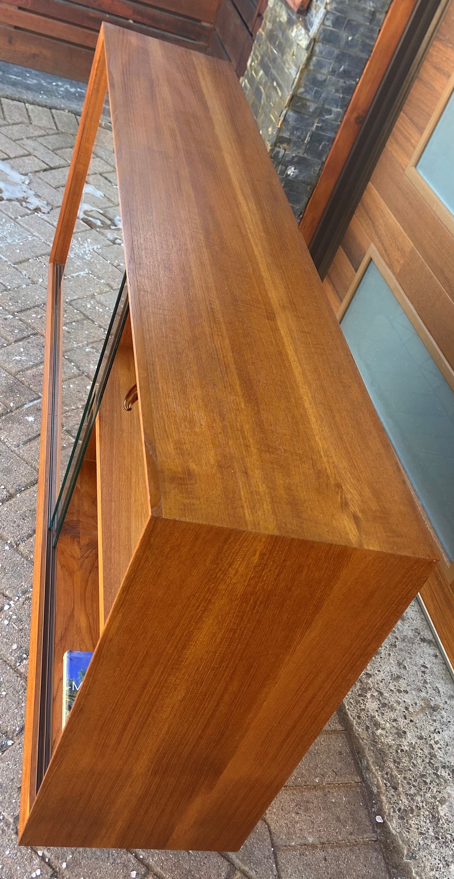 REFINISHED Mid Century Modern Teak Bookcase Display 5 ft