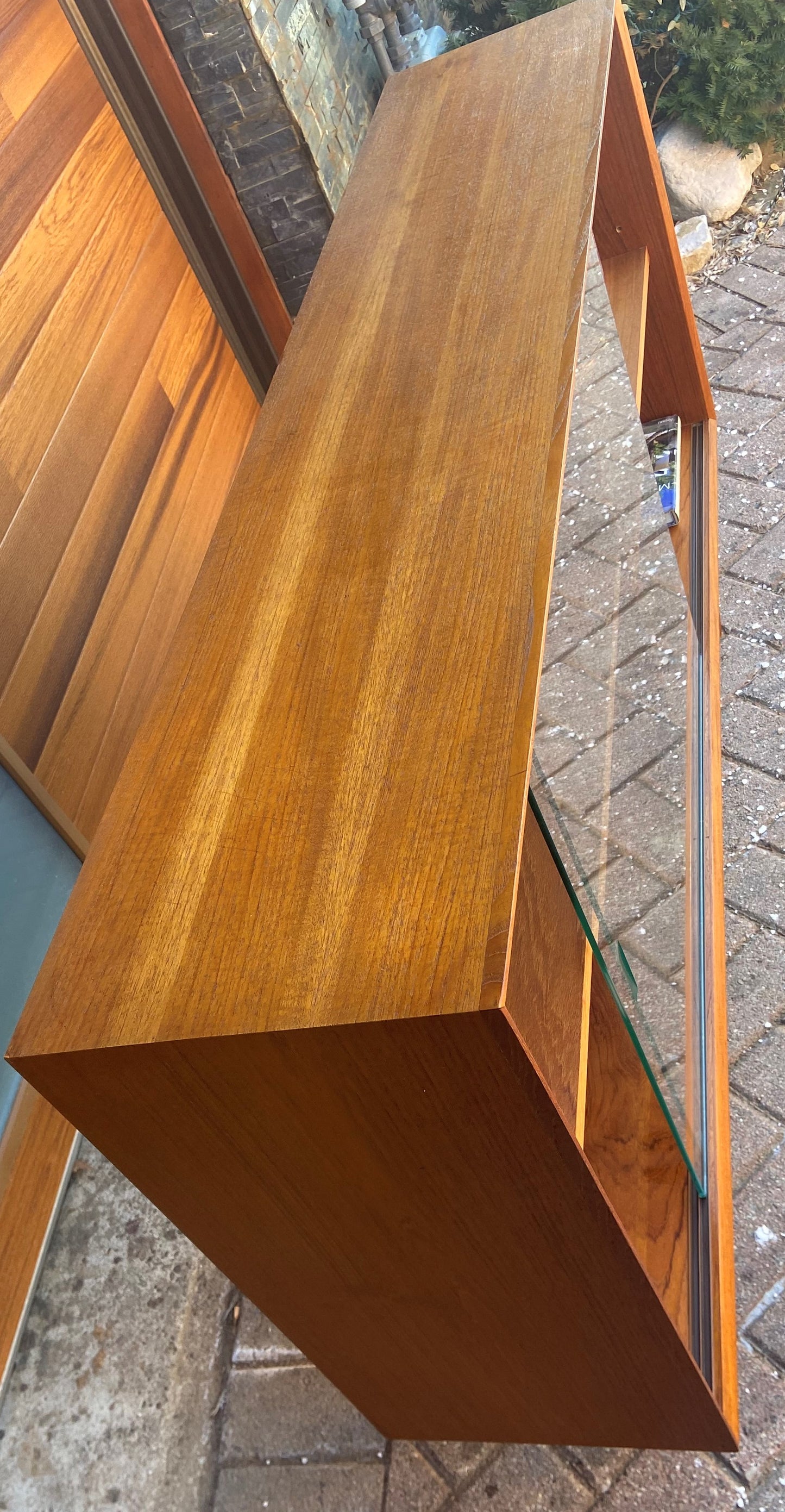 REFINISHED Mid Century Modern Teak Bookcase Display 5 ft