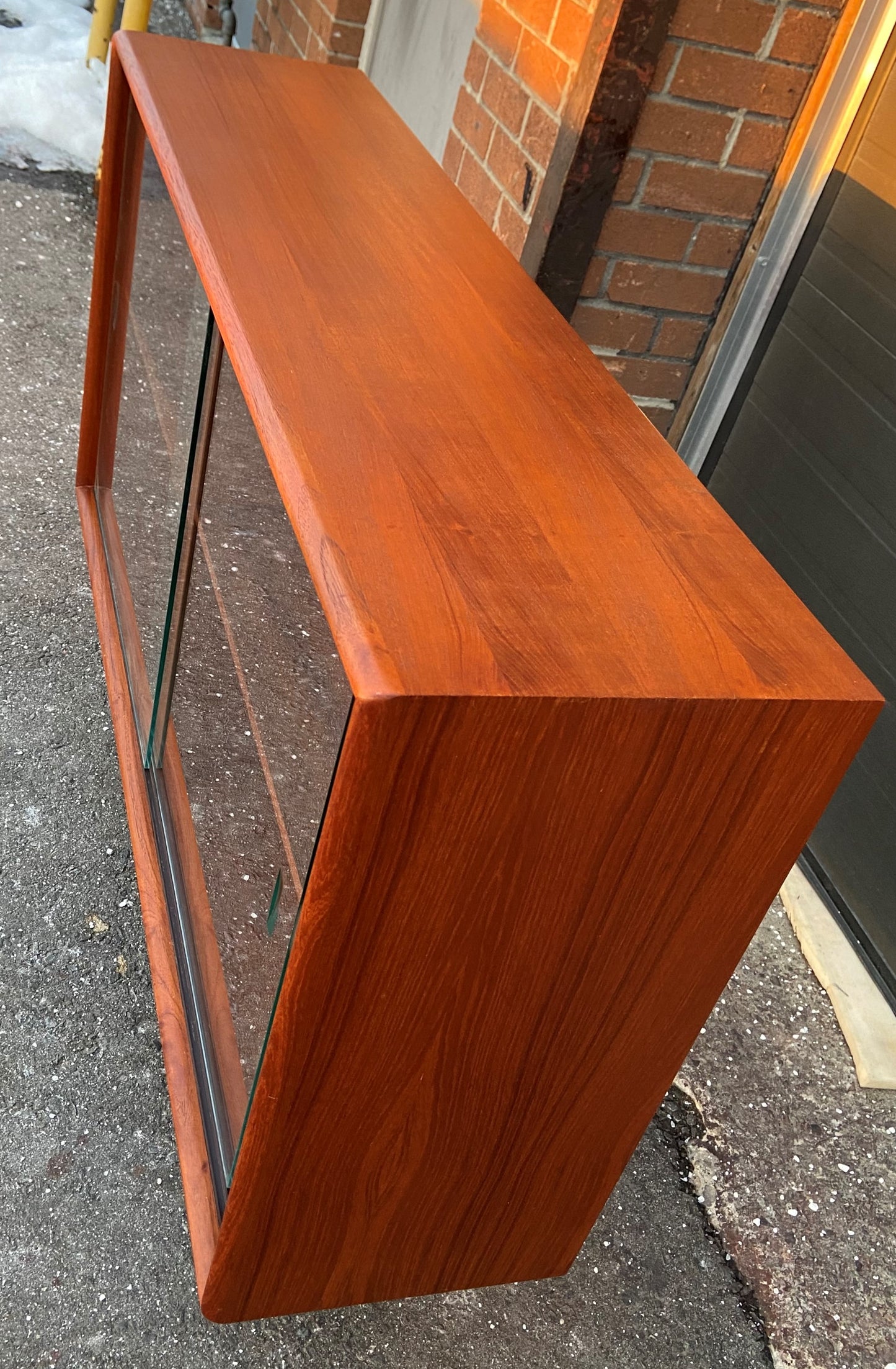 REFINISHED Danish Mid Century Modern Teak Bookcase Console, Perfect