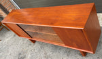 REFINISHED Mid Century Modern Teak Bookcase Display Media Console, 59.5