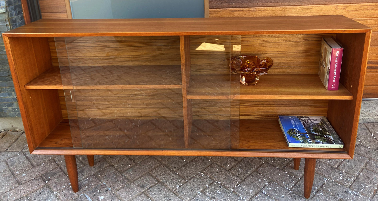 REFINISHED Mid Century Modern Teak Bookcase Display 5 ft