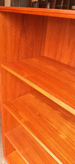 RESTORED MCM teak bookcase display w sliding doors 90