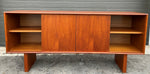 REFINISHED Mid Century Modern Teak Bookcase Display Media Console, 59.5